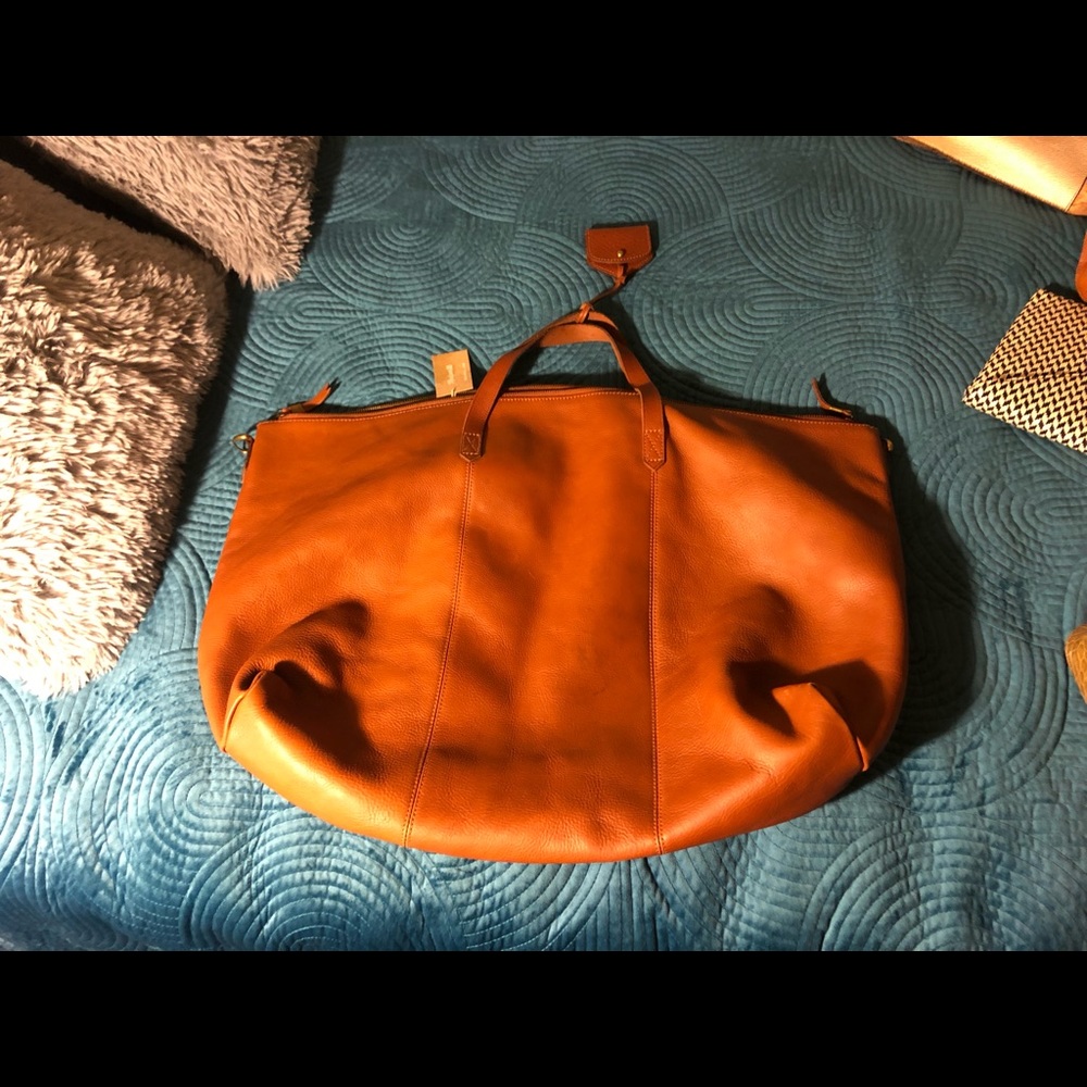 Madewell Genuine Leather Camel Weekender Bag